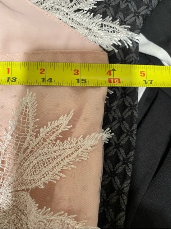 Embroidered Sheer Appliqué Top in Blush Pink Small - Picture 7 of 7